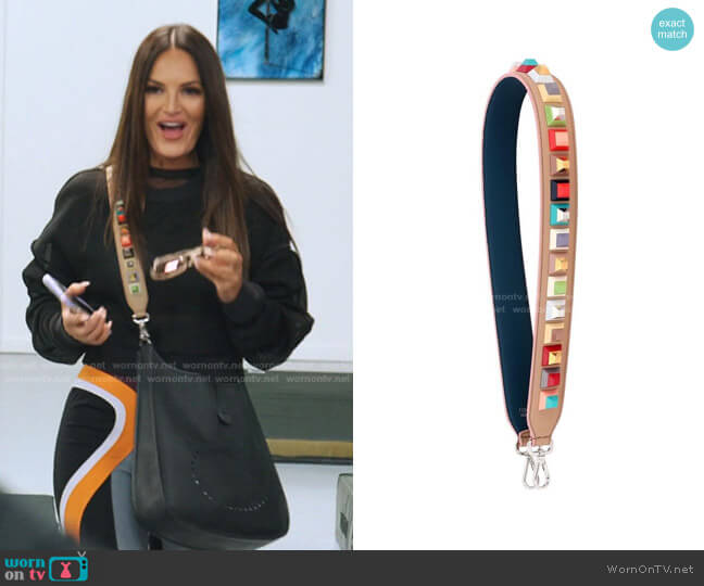 Fendi Strap You Multi Rainbow Stud Leather Guitar Bag Strap worn by Lisa Barlow on The Real Housewives of Salt Lake City