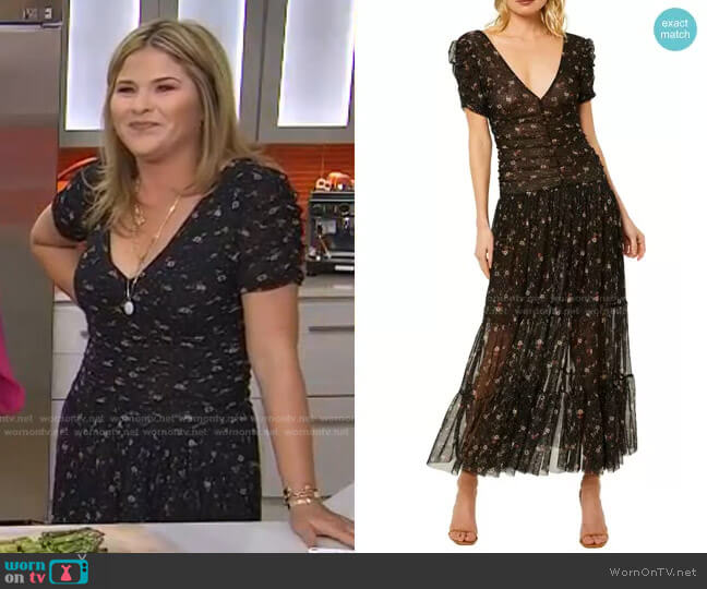 Misa Los Angeles Rebecca Floral Mesh Dress worn by Jenna Bush Hager on Today