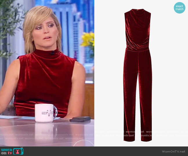 Reiss Diane Velvet Jumpsuit worn by Sara Haines on The View