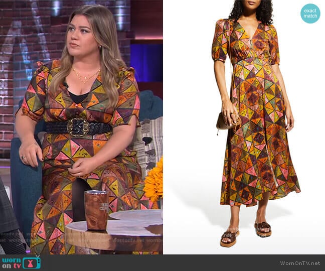 Saloni Lea Embroidered Silk Dress worn by Kelly Clarkson on The Kelly Clarkson Show