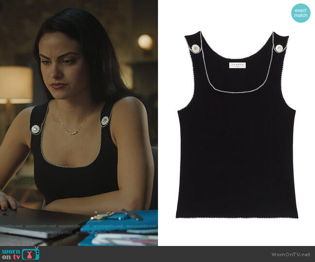 Sandro Arsene Contrast-Trim Tank Top worn by Veronica Lodge (Camila Mendes) on Riverdale