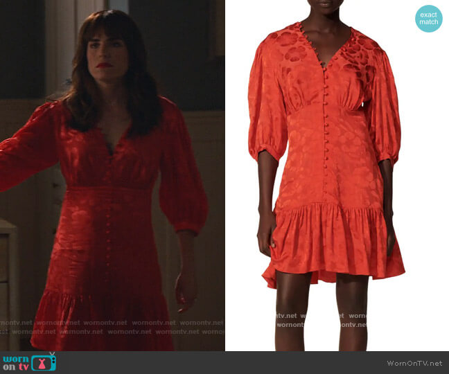 Sandro Floral Jacquard Silk Blend Dress worn by Marina (Karla Souza) on Home Economics