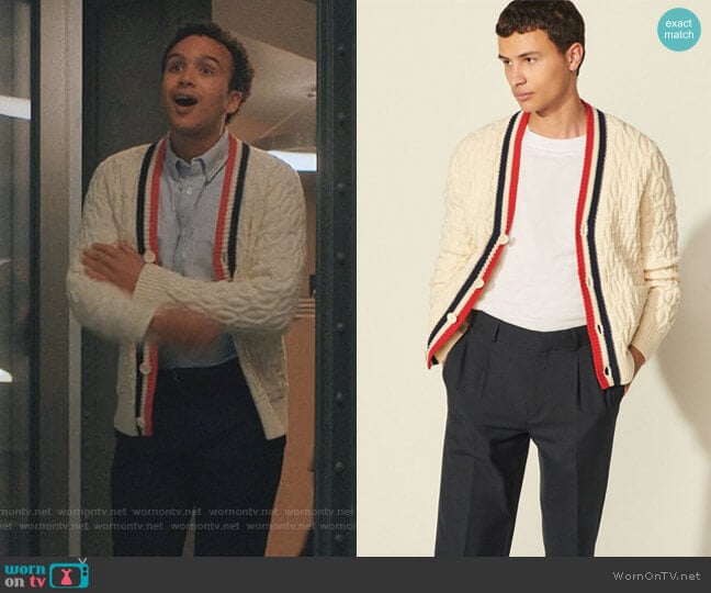 Sandro Wool Cardigan worn by Freddie (Hayward Leach) on Love Life