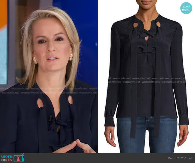 Derek Lam Sara Lace-Up Silk Blouse worn by Dr. Jennifer Ashton on Good Morning America