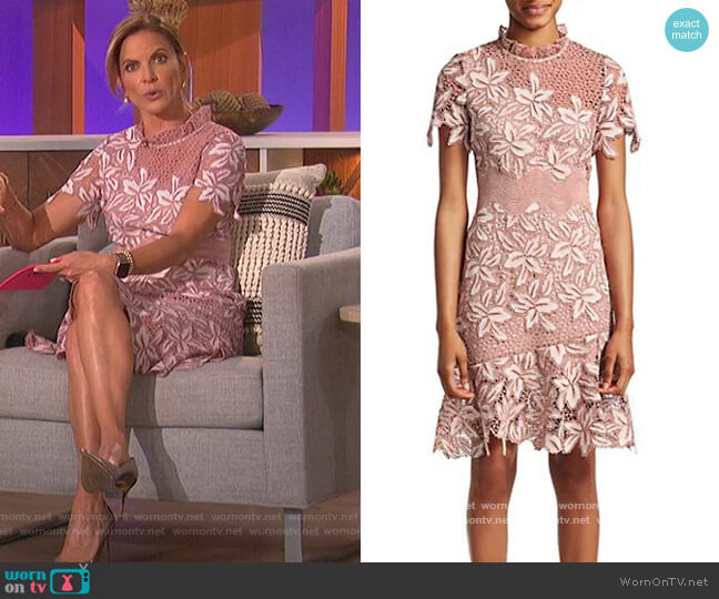 SEA Floral Mosaic Lace Dress worn by Natalie Morales on The Talk