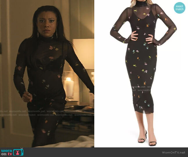 AFRM Shailene Sheer Long Sleeve Dress worn by Sherry (Shalita Grant) on You