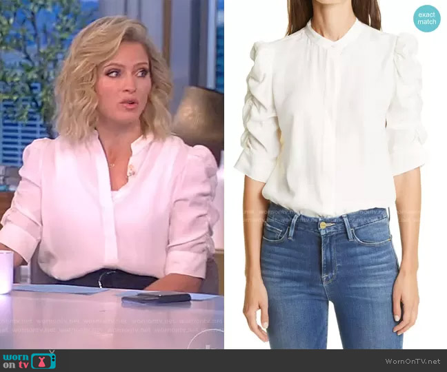 Frame Shirred Sleeve Silk Blouse worn by Sara Haines on The View