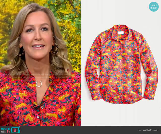 J.Crew Silk Button-Up Shirt worn by Lara Spencer on Good Morning America