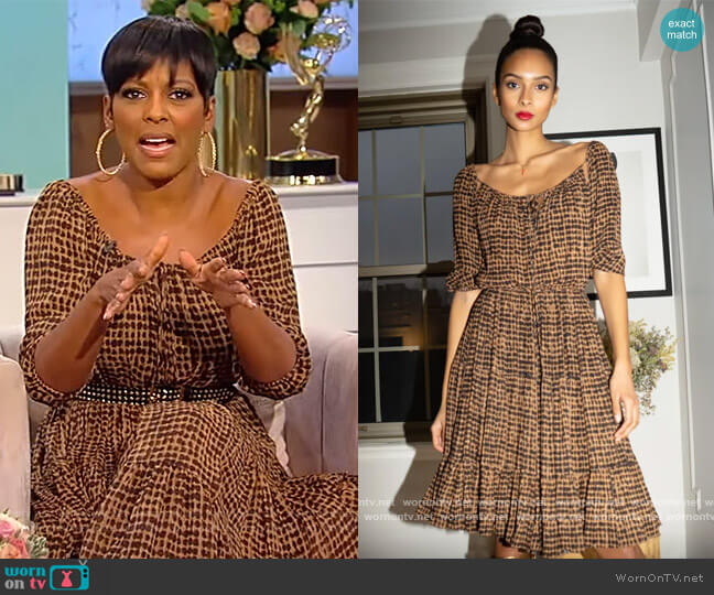 Sophie Theallet Brown printed drawstring Dress worn by Tamron Hall on Tamron Hall Show