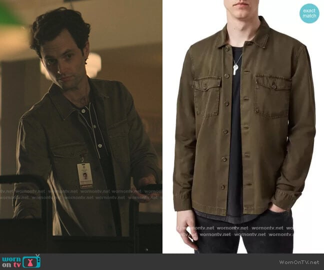 AllSaints Spotter Shirt Jacket worn by Joe Goldberg (Penn Badgley) on You