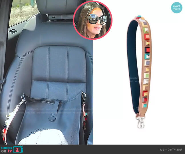 Fendi Strap You Multi Rainbow Stud Leather Guitar Bag Strap worn by Lisa Barlow on The Real Housewives of Salt Lake City