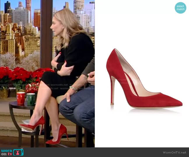 Gianvito Rossi Suede Pumps worn by Kelly Ripa on Live with Kelly and Mark
