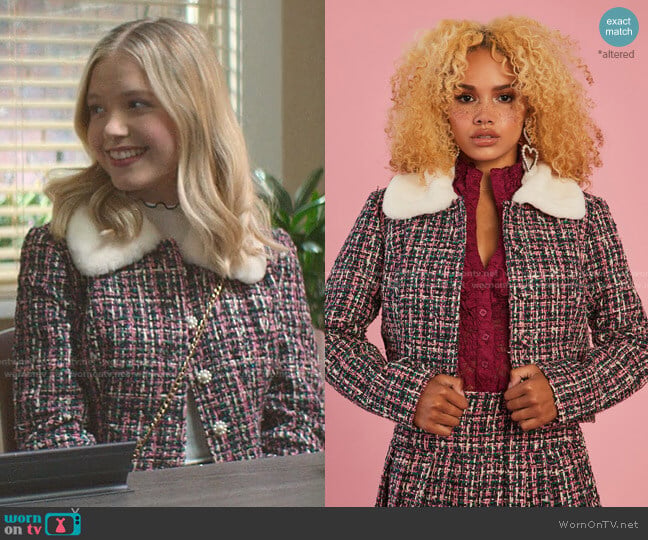 Sugar Thrillz Pish Posh Tweed Jacket worn by Stacey McGill (Shay Rudolph) on The Baby-Sitters Club