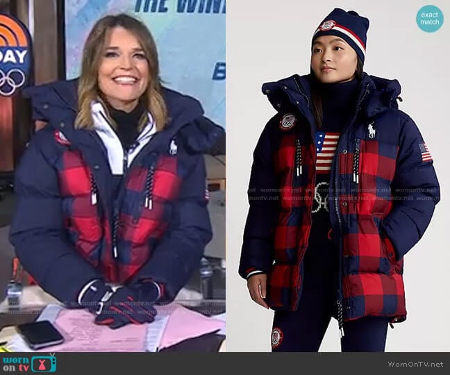 Ralph Lauren Team USA Closing Ceremony Down Jacket worn by Savannah Guthrie on Today