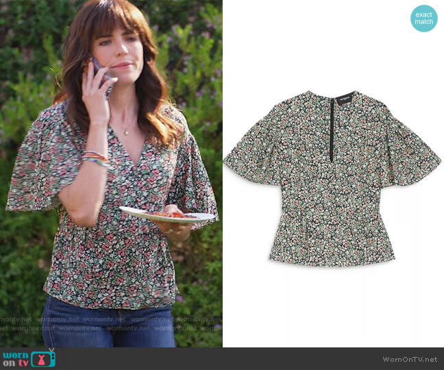The Kooples Floral Flowing Frilly Peplum Top worn by Marina (Karla Souza) on Home Economics