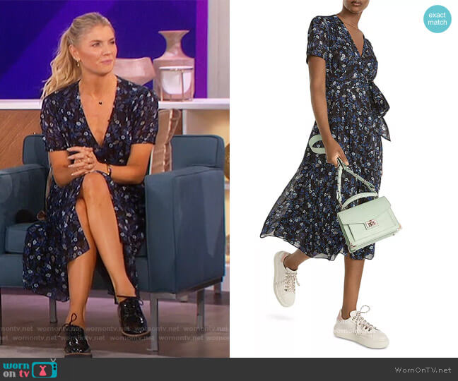 The Kooples Floral Print Midi Dress worn by Amanda Kloots on The Talk