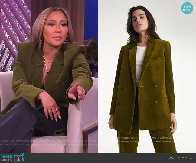 The Kooples Green Double Breasted Jacket worn by Adrienne Houghton on The Real