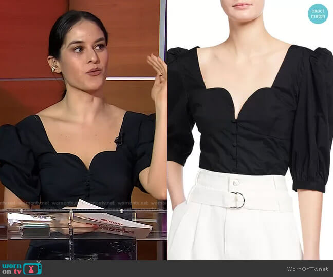 Jonathan Simkhai Standard Thea Puff-Sleeve Oxford Top worn by Donna Farizan on Today