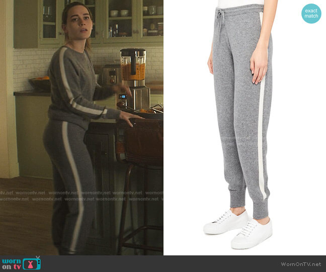 Theory Athletic Striped Cashmere Pants worn by Love Quinn (Victoria Pedretti) on You