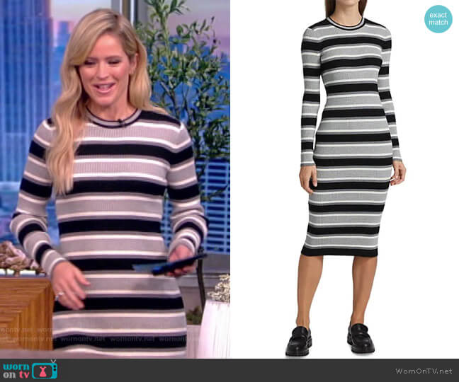 Theory Striped Waffle-Knit Midi Dress worn by Sara Haines on The View