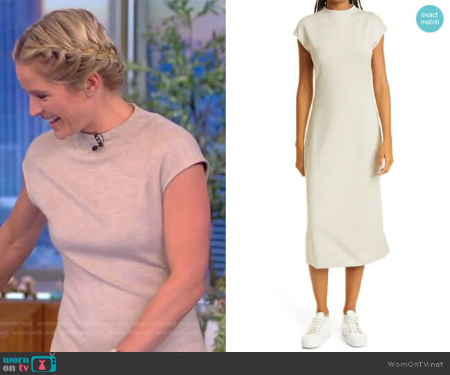 Theory High Neck Cap Sleeve Midi Dress worn by Sara Haines on The View