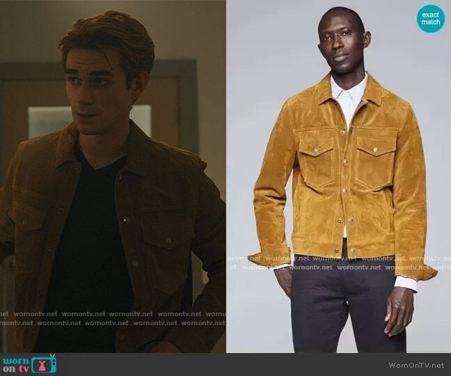 Todd Snyder Italian Suede Snap Dylan Jacket worn by Archie Andrews (K.J. Apa) on Riverdale