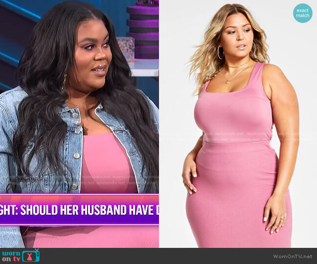 Nina Parker Trendy Plus Size Scoop-Neck Tank Bodysuit worn by Nina Parker on E! News