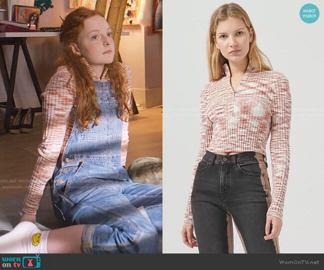 Urban Outfitters Ty Chenile Half Zip Top worn by Mallory Pike (Vivian Watson) on The Baby-Sitters Club