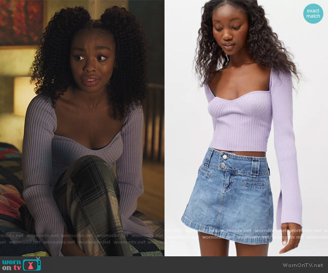 Urban Outfitters Juliet Portrait Neck Sweater worn by Nikki Vaughn (Alana Bright) on Our Kind of People