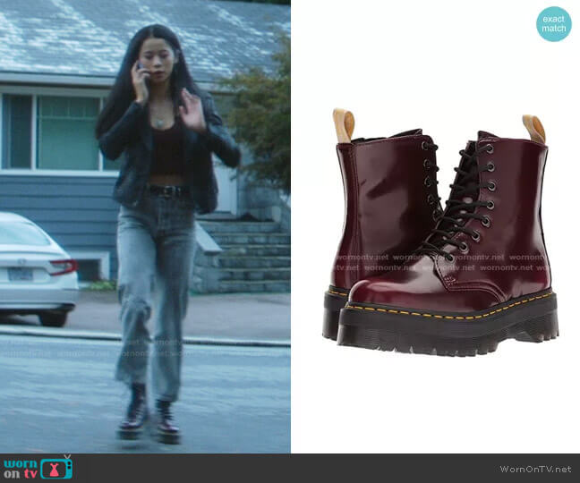 Dr. Martens Vegan Jadon II 8-Eye Boot worn by George Fan (Leah Lewis) on Nancy Drew