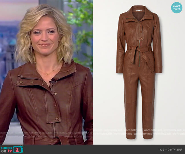 Veronica Beard Kyla crinkled-leather jumpsuit worn by Meghan McCain on The View