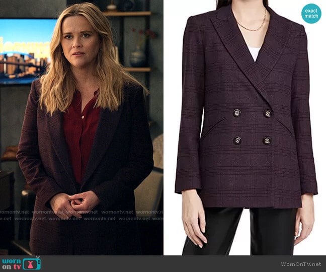 Veronica Beard Oria Jacket in Aubergine worn by Bradley Jackson (Reese Witherspoon) on The Morning Show