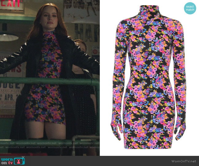 Vetements Floral stretch-jersey glove minidress worn by Cheryl Blossom (Madelaine Petsch) on Riverdale