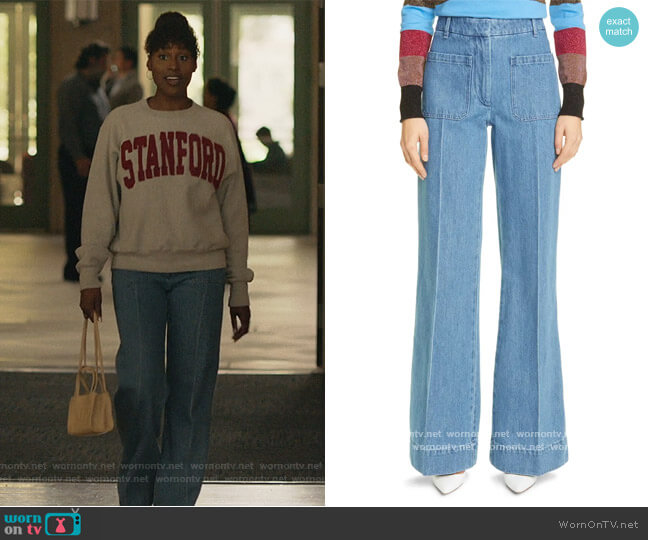 Victoria Beckham High Waist Patch Pocket Wide Leg Jeans worn by Issa Dee (Issa Rae) on Insecure