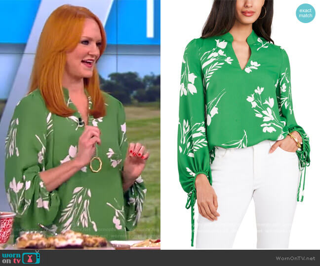 Vince Camuto Floral Whispers Tie-Sleeve Blouse