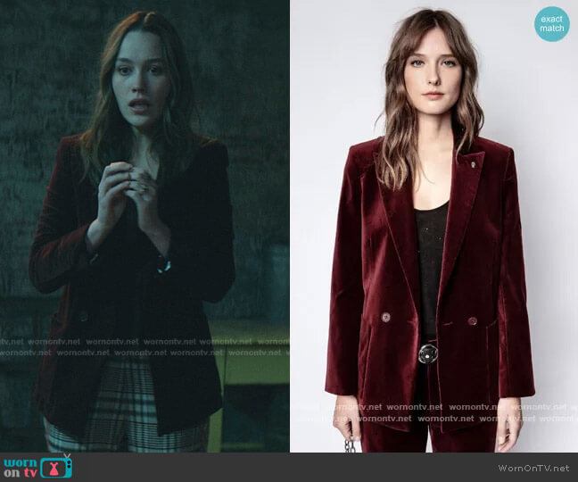 Zadig and Voltaire Visko Velvet Jacket worn by Love Quinn (Victoria Pedretti) on You