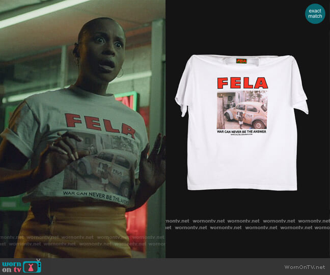 Fela Cuti War Can Never Short Sleeve T-shirt worn by Issa Dee (Issa Rae) on Insecure