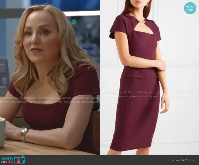 Roland Mouret Wool-Crepe Dress worn by Marissa Morgan (Geneva Carr) on Bull