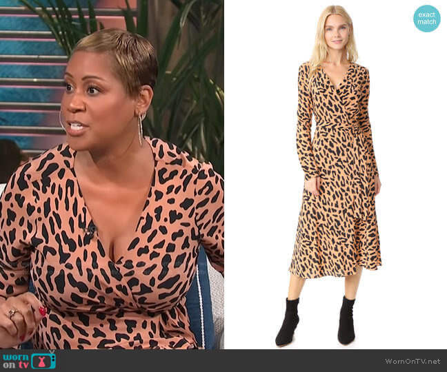 Diane von Furstenberg Woven Wrap Dress worn by Monique Kelley on E! News