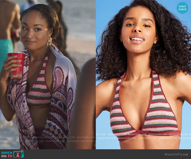 Xhilaration Crochet Triangle Bikini Top worn by Lauren Dupont (Rhyon Nicole Brown) on Our Kind of People