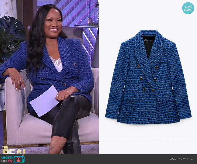 Zara Textured Double Breasted Blazer worn by Garcelle Beauvais on The Real