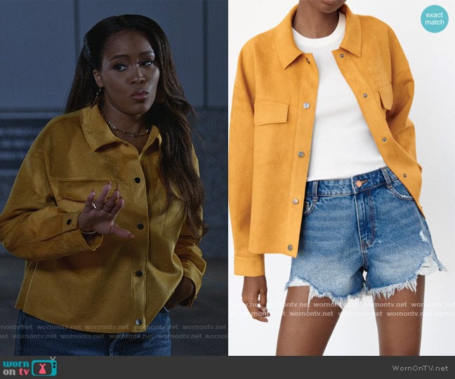 Zara Faux Suede Overshirt worn by Brianna (Eve) on Queens