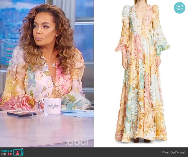 Zimmermann Tempo Patch Long Sleeve Linen & Silk Gown worn by Sunny Hostin on The View