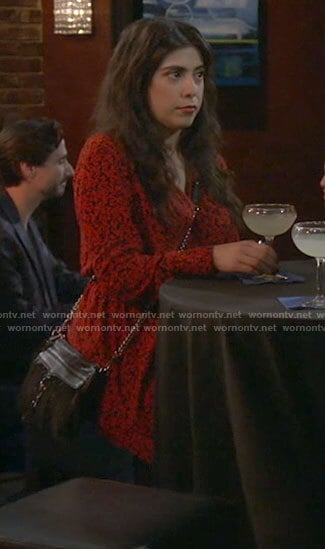 Adriana’s red floral dress on B Positive