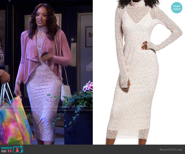 AFRM Shailene Sheer Long Sleeve Dress worn by Lani Price (Sal Stowers) on Days of our Lives