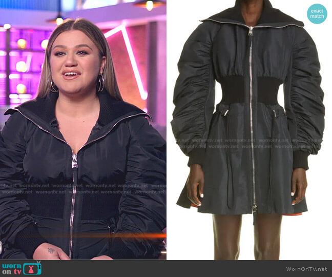 Alexander McQueen Long Sleeve Bomber Dress worn by Kelly Clarkson on The Voice