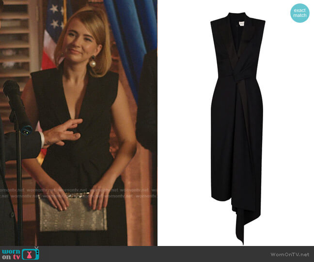 Alexander McQueen Tailored Asymmetric Gown worn by Amanda Carrington (Eliza Bennett) on Dynasty