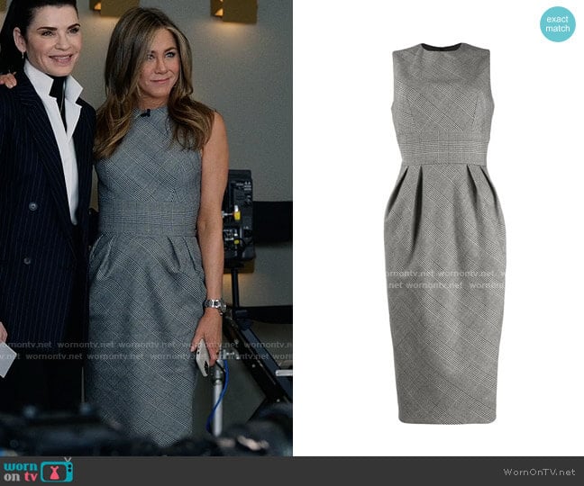 Alexandre Vauthier Glen check sheath dress worn by Alex Levy (Jennifer Aniston) on The Morning Show