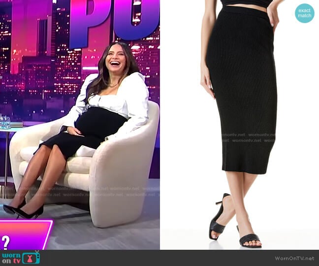 Alice + Olivia Laina Ribbed Skirt worn by Erin Lim on E! News