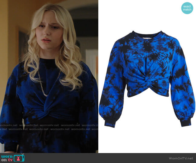 Alice + Olivia Marcelle Tie-Dye Twist-Front Sweatshirt worn by Lexy Cross (Alyvia Alyn  Lind) on Chucky